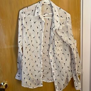 Vintage Old Navy 2013 Guitars White/Blue Button Down Shirt All Cotton XL…